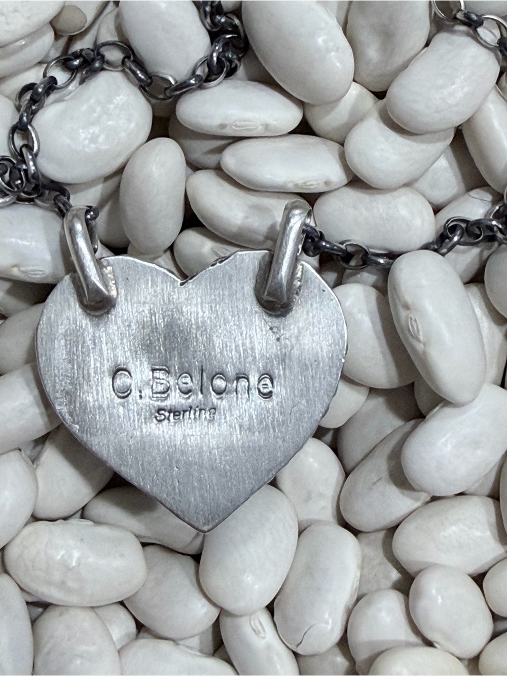 Native Made Chastity Belone Turquoise Heart Pendant Necklace - Mine 8 - Picture 2 of 2